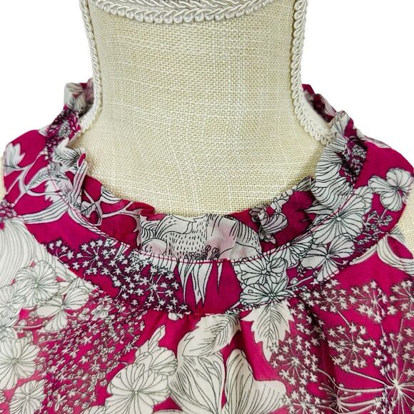Liberty of London Floral Tank Top High Neck Lined Breezy Womens Sz M Pink White - Picture 9 of 11
